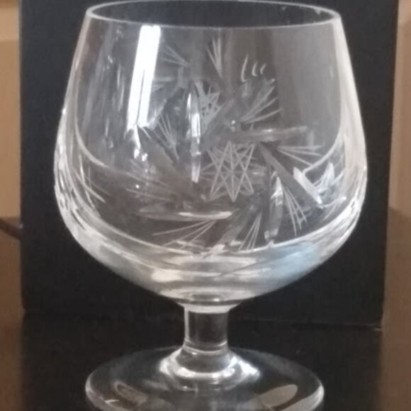 Pair Of Crystal Pinwheel Brandy Snifters - Picture 3 of 5